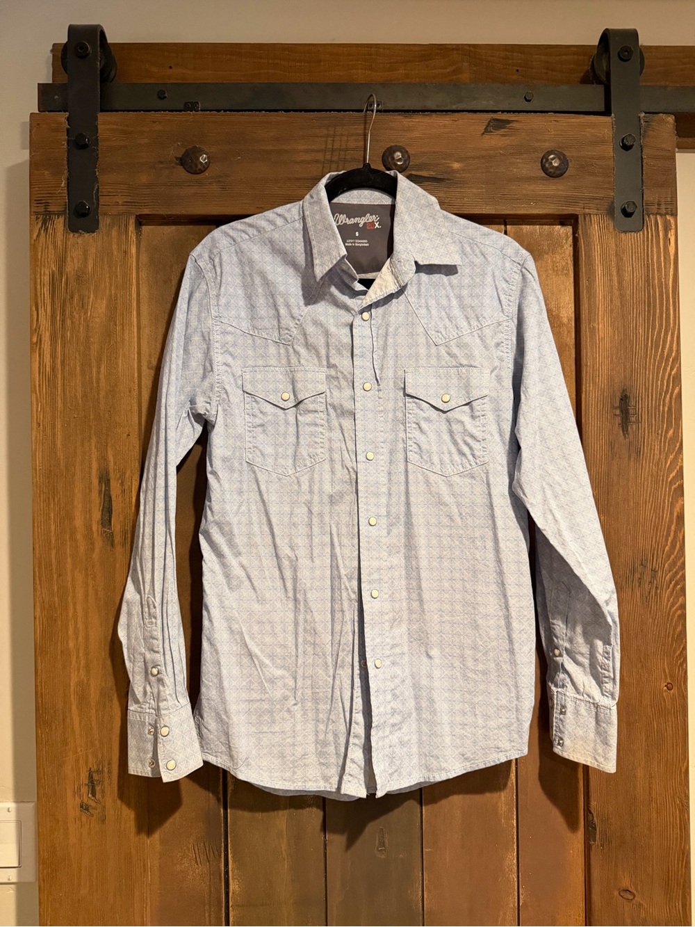 Wrangler Light Blue Long-Sleeve Western Button-Down Shirt